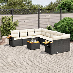 Maison Chic Salon de jardin 9 pcs avec coussins | Ensemble de Table et chaises | Mobilier d'Extérieur noir résine tressée -GKD58811