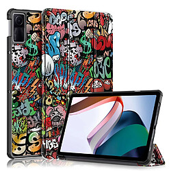 Etui en PU fonction anti-chute, réveil/veille automatique avec support pour votre Xiaomi Redmi Pad 10.6 pouces - graffiti