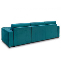 Avis Inside 75 Canapé d'angle convertible MAESTRO EDITION VELOURS express matelas 18 cm couchage 140 cm bleu paon