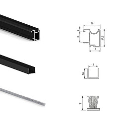 Acheter Système coulissant Emuca pour armoires à 2 portes placard 74 avec profils Sharp épaisseur 16mm fermeture amortie peint en noir