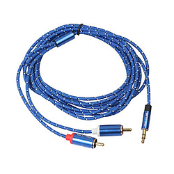 Câble Audio Bleu Tressé 1/8 '' Jack 3,5 Mm Mâle Vers 2 RCA Mâle 300 Cm pas cher