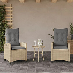 vidaXL Chaises inclinables jardin lot de 2 et coussins résine tressée