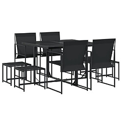 vidaXL Ensemble à manger de jardin 9 pcs noir textilène