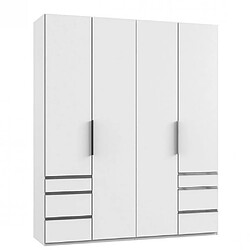 Inside 75 Armoire de rangement LISBETH 4 portes 6 tiroirs blanc 200 x 236 cm hauteur