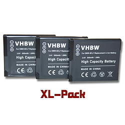 3x vhbw batterie SET adaptée pour caméra Panasonic Lumix DMC-SZ3K, DMC-SZ3P, DMC-SZ3T, DMC-SZ3W,DMC-SZ9K comme DMW-BCL7, DMW-BCL7E.