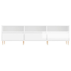 Maison Chic Meuble TV scandinave - Banc TV pour salon blanc brillant 150x30x44,5 cm bois d'ingénierie -MN60590 pas cher