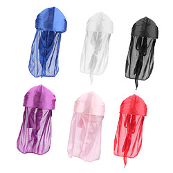 6 Pièces Durag Homme Waves Coiffe Vague Casquette de Cheveux avec Longue Queue