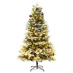 vidaXL Sapin de Noël pré-éclairé et pommes de pin vert 225cm PVC et PE