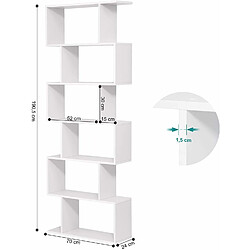 Vasagle Bibliothèque contemporain, Étagère à 6 niveaux,Meuble de rangement LBC61WT pas cher