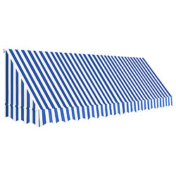 vidaXL Auvent de bistro 400x120 cm Bleu et blanc