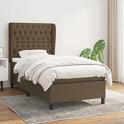 Maison Chic Structures de lit + matelas,Lit à sommier tapissier avec matelas Marron foncé 90x190 cm -MN63628