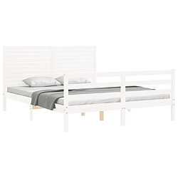 Acheter Maison Chic Cadre/structure de lit avec tête de lit pour adulte - Lit Moderne Chambre blanc 160x200 cm bois massif -MN52520