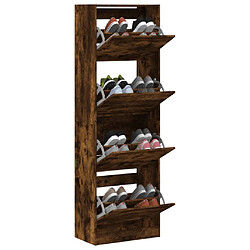 Acheter Maison Chic Armoire à chaussures 4 tiroirs | Meuble de rangement à chaussures Meuble d'Entrée rabattables chêne fumé -MN86430