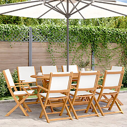 vidaXL Chaises de jardin pliantes lot de 8 tissu et bois massif