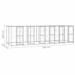 vidaXL Chenil extérieur Acier galvanisé avec toit 14,52 m² pas cher