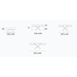 Inside 75 Table relevable extensible ACTIVA+ 120(214) x 80 x 38(77) cm pied noir plateau céramique blanc