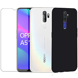 Protection intégrale Verre Trempé pour Oppo A5 2020 + Verre Trempé Caméra Arrière +Coque souple silicone Noire - Visiodirect -