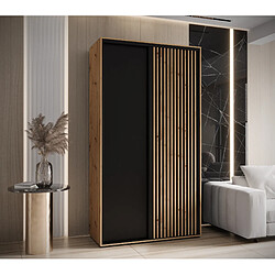 Abiks Meble Armoire LANKO 1 À Portes Coulissantes 235,2/130/45 2 Portes (Artisan/Noir)