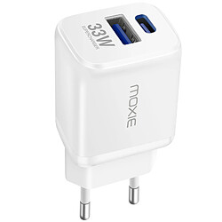 Moxie Chargeur Secteur Power Delivery 33W Ports USB + USB C Charge Rapide Blanc