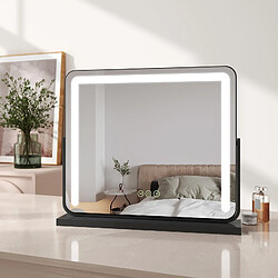 EMKE LED Hollywood Miroir de Maquillage avec Interrupteur Tactile Dimmable 3 Couleurs claires Rotatif à 360°, Noir 600 x 516 mm