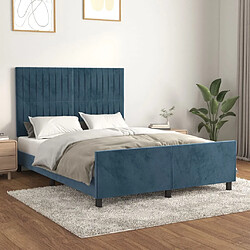 Maison Chic Lit adulte - Cadre Structure de lit avec tête de lit Contemporain Bleu foncé 140x190 cm Velours -MN84479