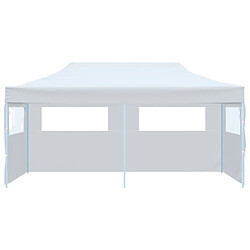 vidaXL Tente de réception pliable avec parois 3 x 6 m Acier Blanc