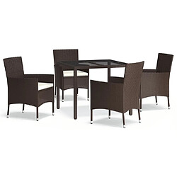 Ensemble à manger de jardin 5 pcs,Table et chaise à dîner marron poly rotin -MN69140