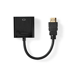 NEDIS Câble Adaptateur HDMI™ vers VGA Connecteur HDMI™ VGA Femelle + Sortie 3,5 mm 0,2 m Noir