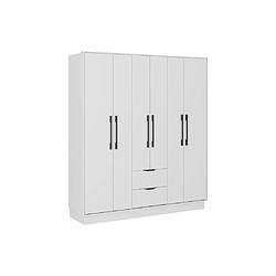 Vente-Unique Armoire 6 portes et 2 tiroirs - L162 cm - Blanc - FEOVA