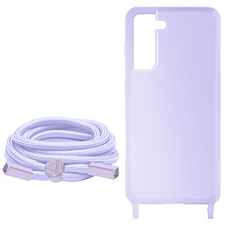 Avizar Coque Cordon pour Samsung Galaxy S21 FE Semi-Rigide Lanière 80cm Lavande