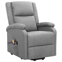 vidaXL Fauteuil de massage inclinable Gris clair Tissu