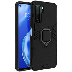 Avizar Coque Huawei P40 Lite 5G Bi-matière Bague Métallique Support Vidéo - noir