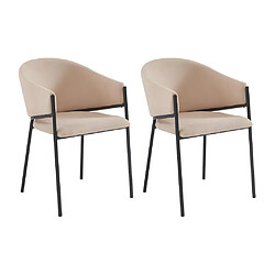 Lot de 2 chaises avec accoudoirs en tissu et métal noir - Beige - ORDIDA de Pascal MORABITO