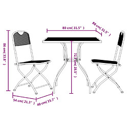 vidaXL Ensemble à manger de jardin 3 pcs anthracite métal maille pas cher