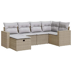 vidaXL Salon de jardin avec coussins 6 pcs beige résine tressée