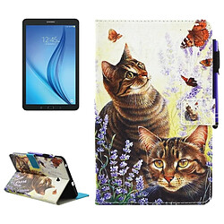 Wewoo Housse Étui pour Samsung Galaxy Tab E 8.0 / T377 Cats et papillons motif horizontal en cuir flip avec support Portefeuille & Slots de cartes Sleep / Wake-up Fonction & Pen Slot