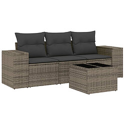 vidaXL Salon de jardin 4 pcs avec coussins gris résine tressée