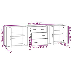 vidaXL Buffets 3 pcs Blanc Bois d'ingénierie pas cher