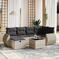 vidaXL Salon de jardin avec coussins 7 pcs gris clair résine tressée