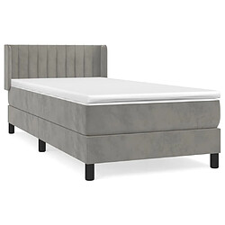 Vidaxl Sommier à lattes de lit et matelas Gris clair 100x200cm Velours