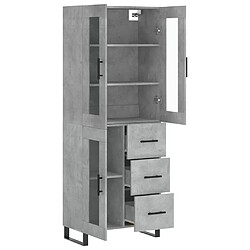 Avis vidaXL Buffet haut Gris béton 69,5x34x180 cm Bois d'ingénierie