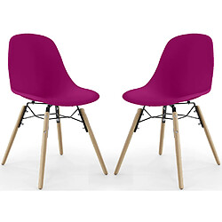 ICONIK INTERIOR Chaise de Salle à Manger - Design Scandinave - Pieds en Bois - Lot de 2 - Skögur Mauve