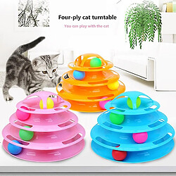 Universal Jouet interactif amusant pour chat Jouet tournant à 4 étages Jouet de jeu de balle de capture pour chat Jouet de jeu de balle de piste de tour à 4 étages (rose)