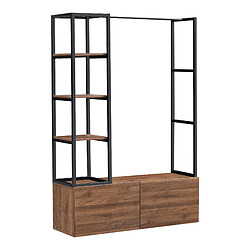 Helloshop26 Portant à vêtements métal MDF 180 x 120 x 40 cm noir effet noyer 03_0008130