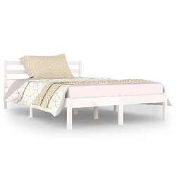 Maison Chic Lit adulte - Lit simple Cadre de lit,Structure du lit Contemporain Bois massif de pin 120x200 cm Blanc -MN27618