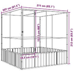 vidaXL Volière argenté 211x207x212 cm acier pas cher