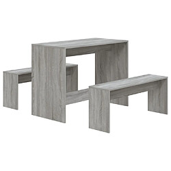 Ensemble salle à manger de jardin 3 pcs,Table et chaise à dîner Sonoma gris Aggloméré -MN70512