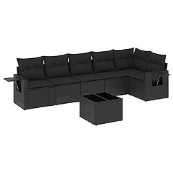 Maison Chic Salon de jardin 7 pcs avec coussins | Ensemble de Table et chaises | Mobilier d'Extérieur noir résine tressée -GKD78666