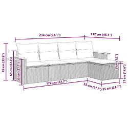 vidaXL Salon de jardin avec coussins 5 pcs beige résine tressée pas cher