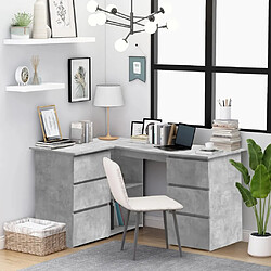 vidaXL Bureau d'angle Gris béton 145x100x76 cm Bois d'ingénierie